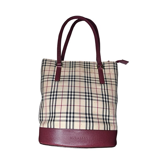 BURBERRY zip top nova check tote - leather handles and trim - pre loved vintage - Picture 4 of 12